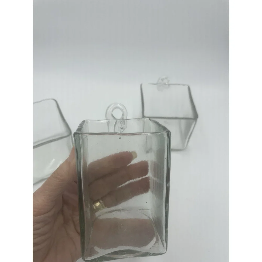Set of 3 Handblown Hanging Glass Vases Karma Gifts Plant Cuttings Flower Display